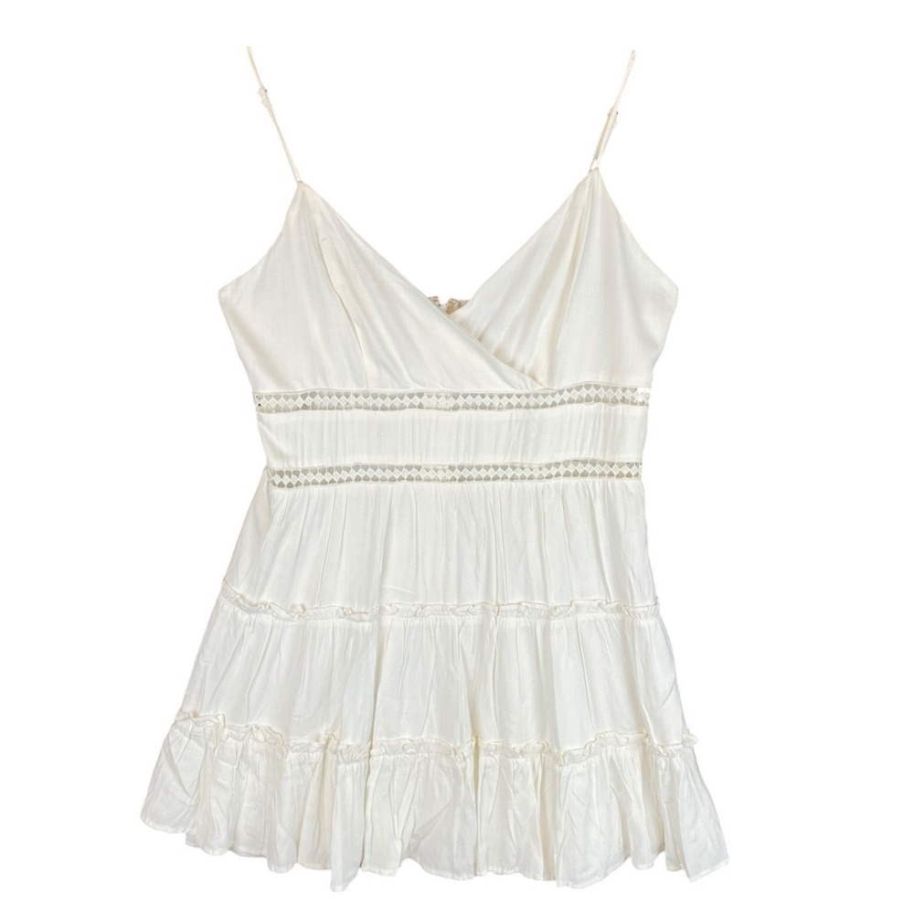 Trixxi White Tiered Crochet Lace Mini Dress XL 26Y120AWGD Boho Sun Dress